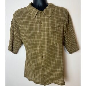 BDG Urban Outfitters Mens Medium Green Windowpane Plaid Gauze Button Down Shirt